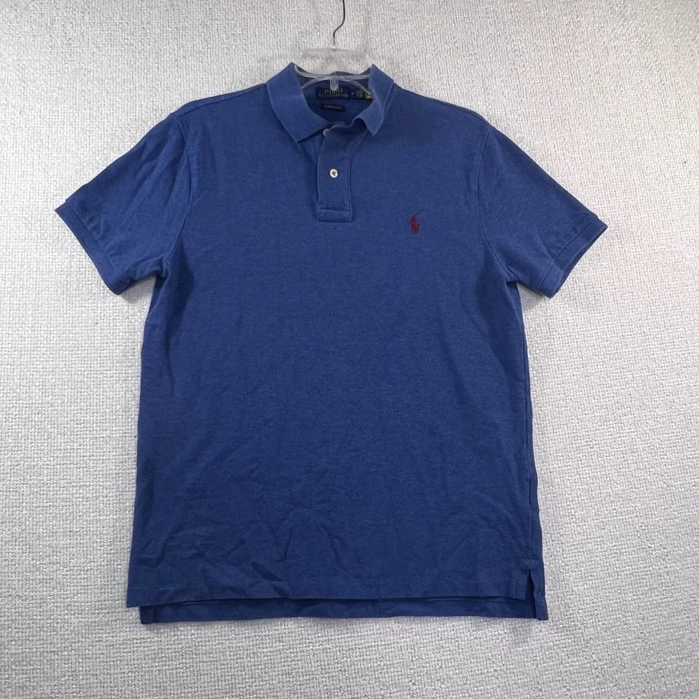 Polo Ralph Lauren Mens Custom Slim Fit Polo Shirt Blue Medium Short Sleeve